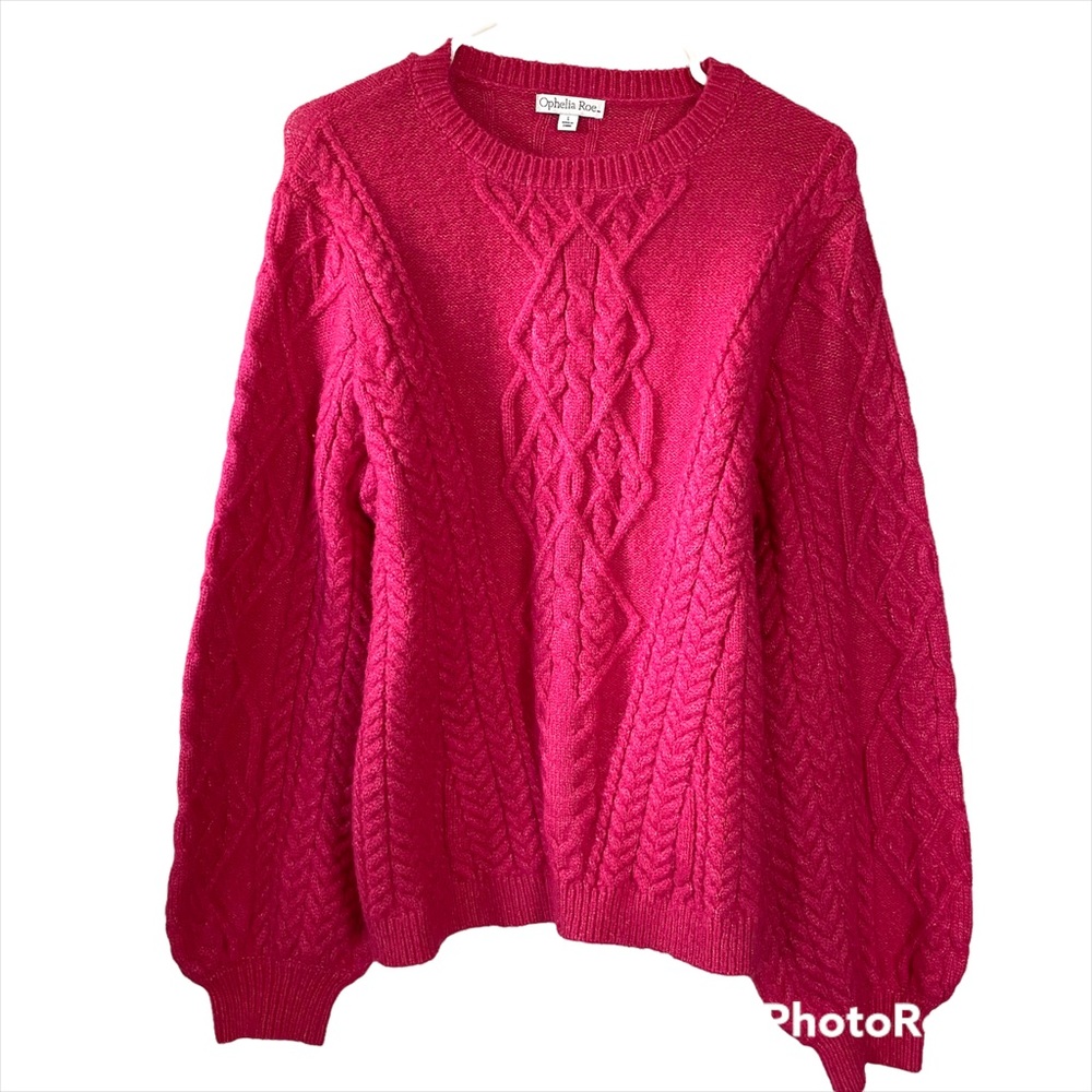 Ophelia Roe Womens Long Sleeve Pink Sweater